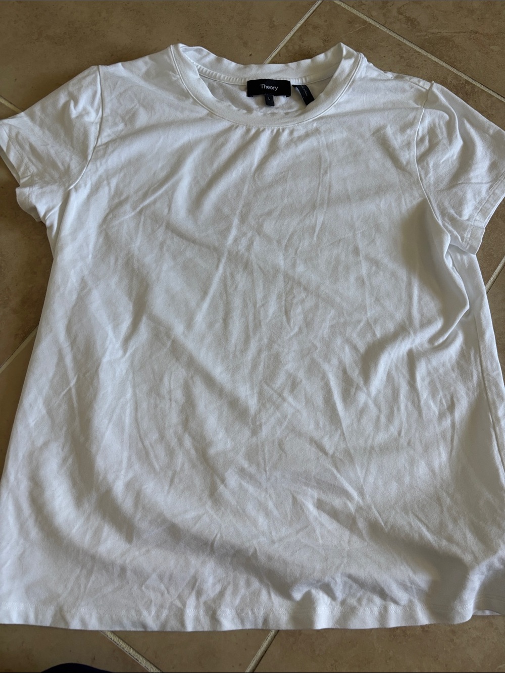 Theory White Short Sleeve Crew Neck Tee